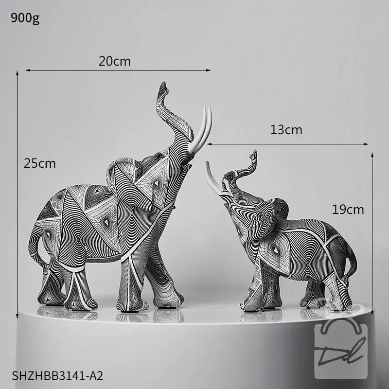 Kit de estatuetas modernas decorativas artesanais - Elefantes Decorilove
