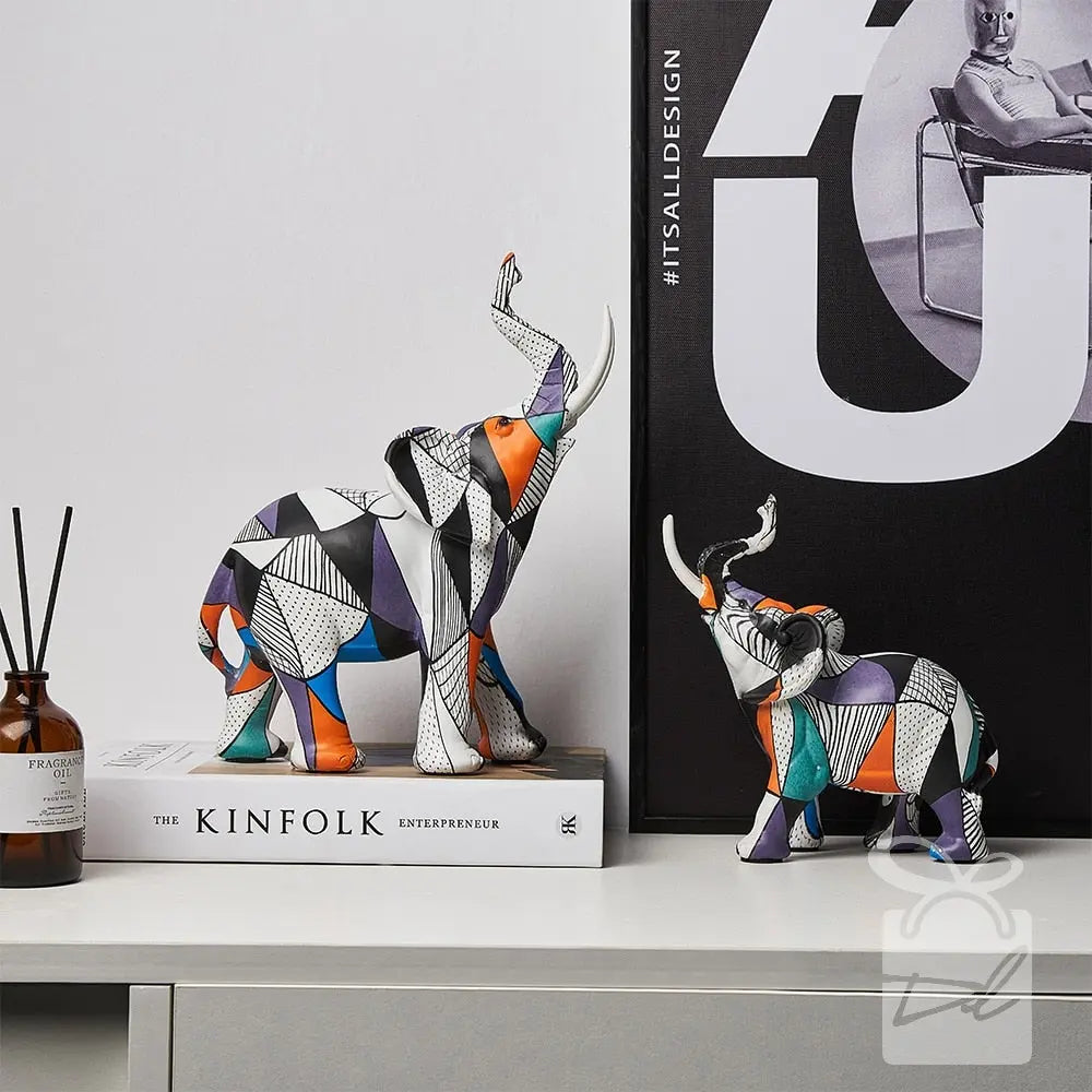 Kit de estatuetas modernas decorativas artesanais - Elefantes Decorilove