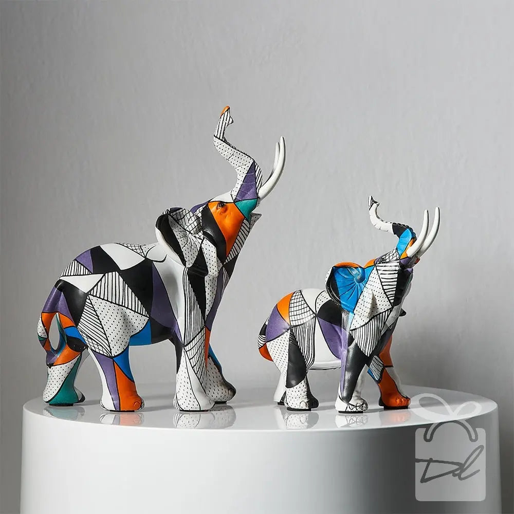 Kit de estatuetas modernas decorativas artesanais - Elefantes Decorilove