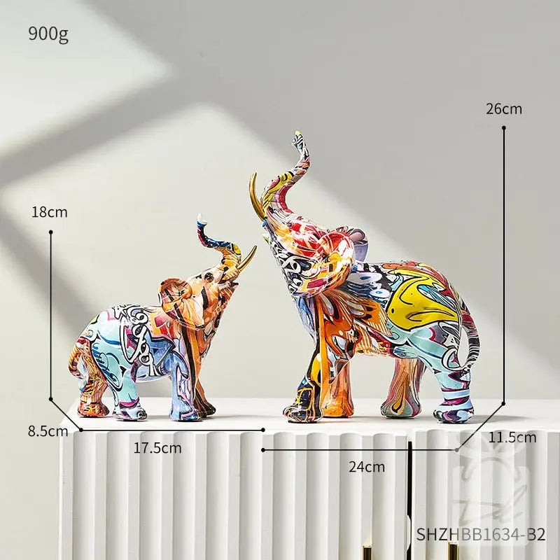 Kit de estatuetas modernas decorativas artesanais - Elefantes Decorilove