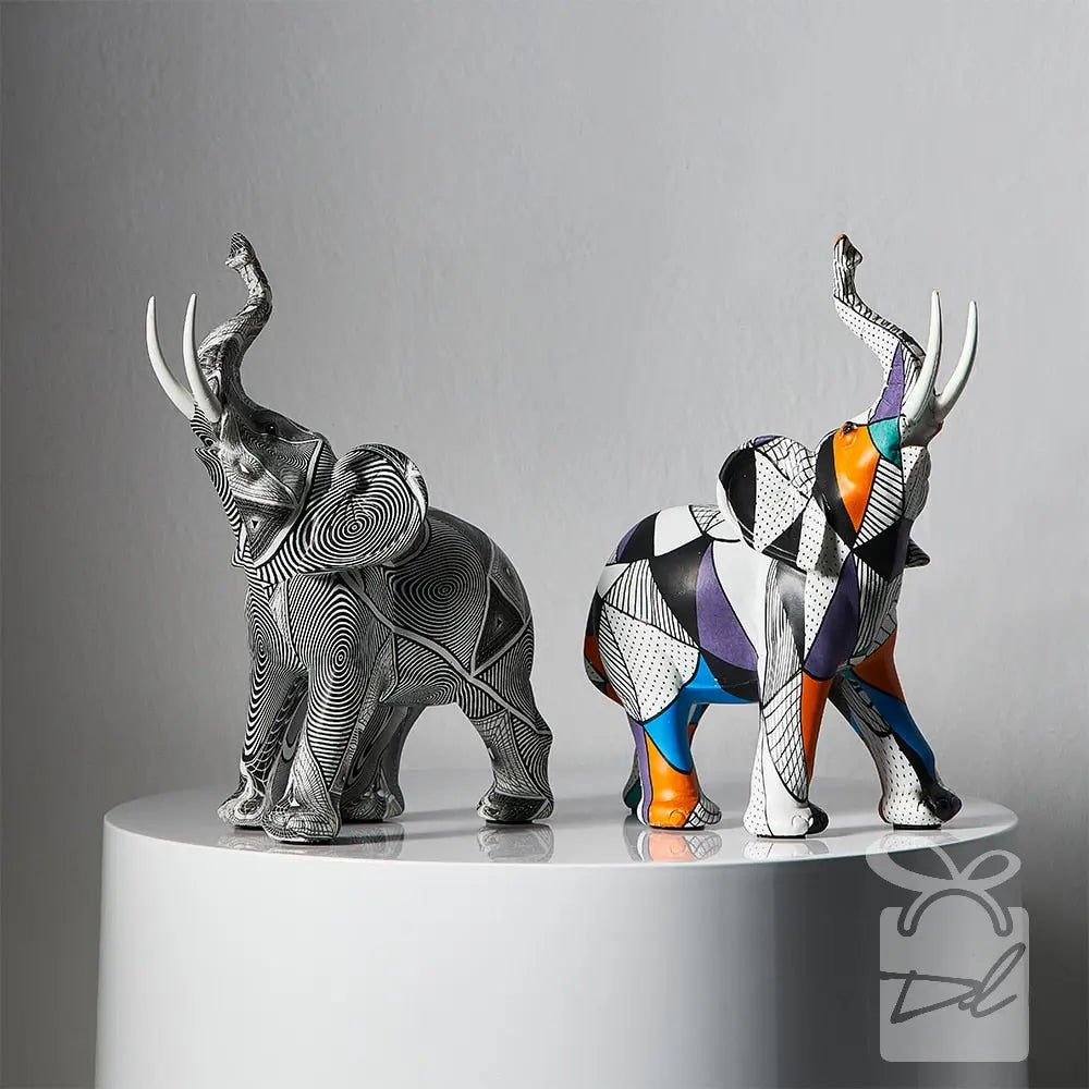 Kit de estatuetas modernas decorativas artesanais - Elefantes Decorilove