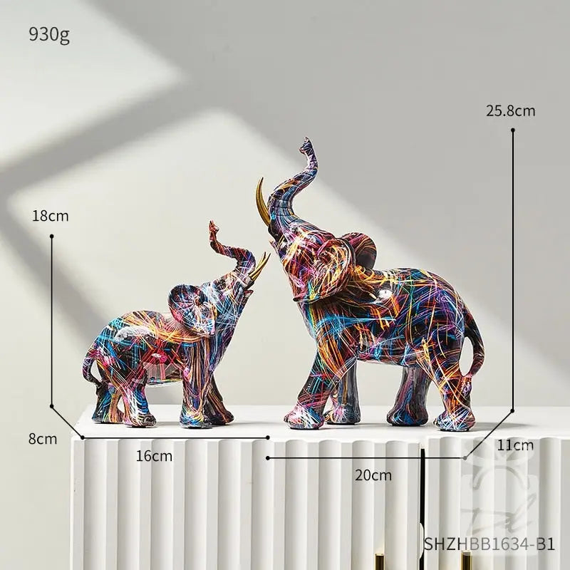 Kit de estatuetas modernas decorativas artesanais - Elefantes Decorilove